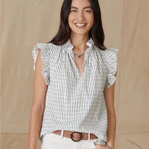 Sundance Striped Ruffle Sleeve Blouse XXL